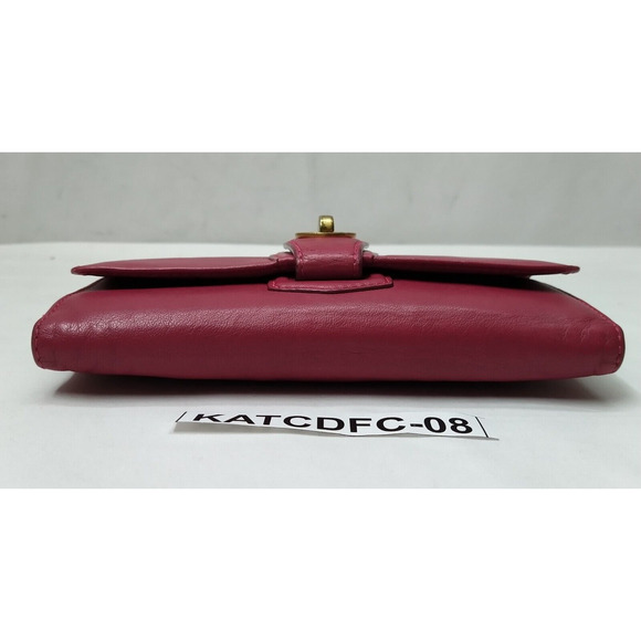 Marc by Marc Jacobs Red Leather Turnlock Credit Card ID Windows Trifold Wallet - Picture 5 of 16